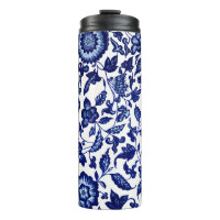 Chinese Dark navy blue floral pattern on white