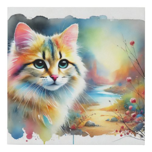 Chinese Desert Cat 080724AREF101 _ Watercolor Faux Canvas Print