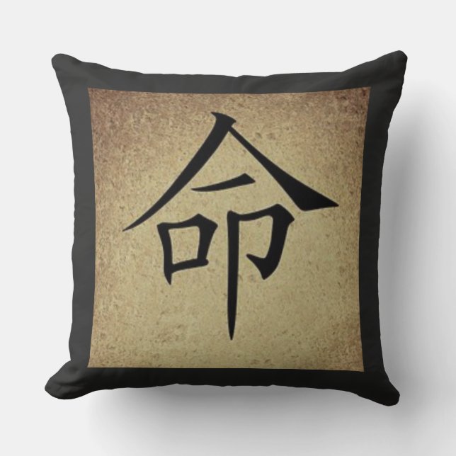 Chinese DESTINY Symbol Asian Theme Square Throw Pillow (Front)