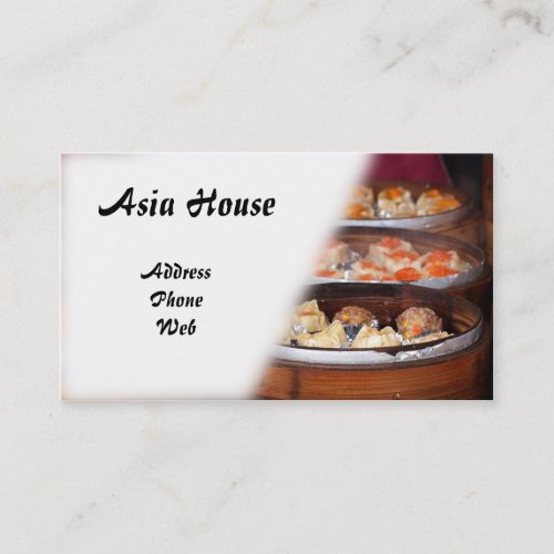 Chinese Dim Sum Dishes in Bamboo Steamers Business Card