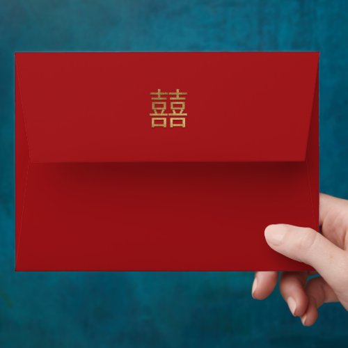 Chinese Double Happiness Gold Insert Money Red Envelope