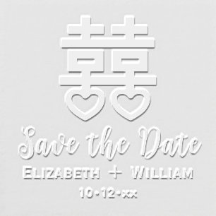 Chinese Double Happiness Hrt Wedding Save the Date Embosser