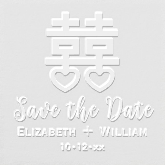 Chinese Double Happiness Hrt Wedding Save the Date Embosser (Design)