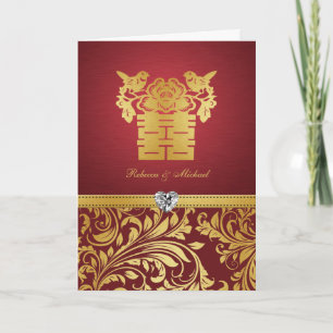 Chinese Double Happiness Love Birds Invitation