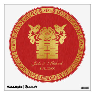 Chinese Double Happiness Love Birds Wall Sticker