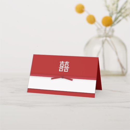 Chinese Double Happiness Red Table Escort Card