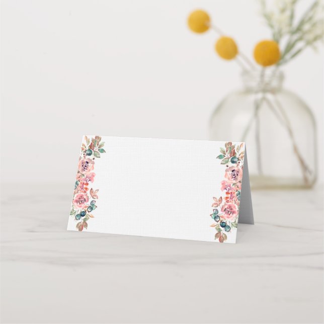 Chinese double happiness rustic floral wedding  place card (Front)