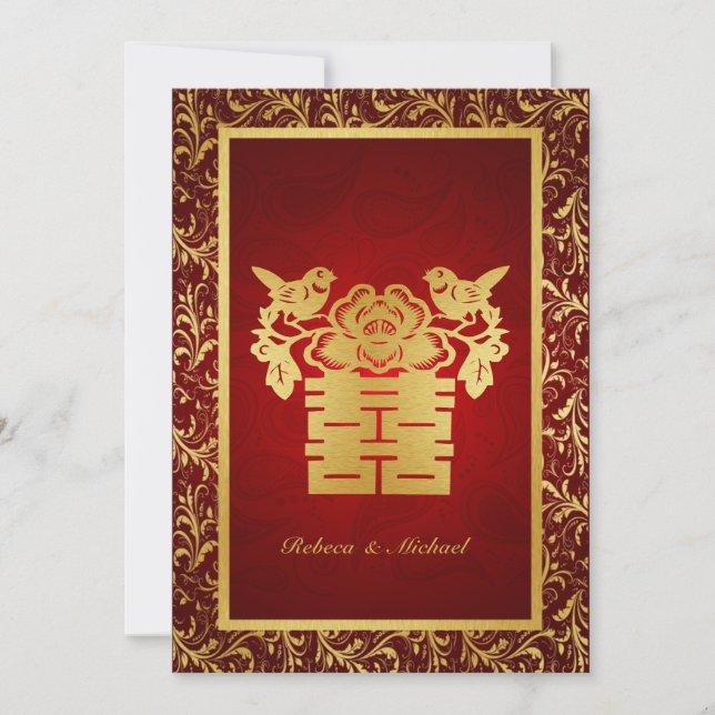Chinese Double Happiness Wedding Invitation (Front)