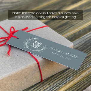 Chinese Double Happiness Wedding Tag (1x3 inch)
