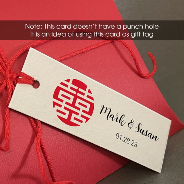 Chinese Double Happiness Wedding Tag (1x3 inch) (Creator Uploaded)
