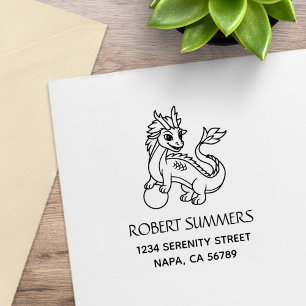 Chinese Dragon Address Rubber Stamp