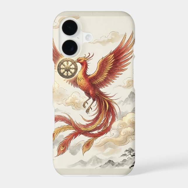 Chinese Dragon and Dhamma Wheel Artistic iPhone Ca Case (Back)