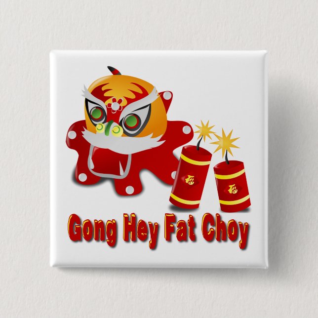 Chinese Dragon and Firecrackers Button (Front)