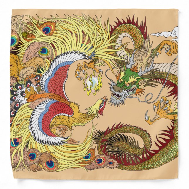 chinese dragon and phoenix bandana (Front)