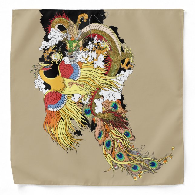 Chinese dragon and phoenix bandana (Front)