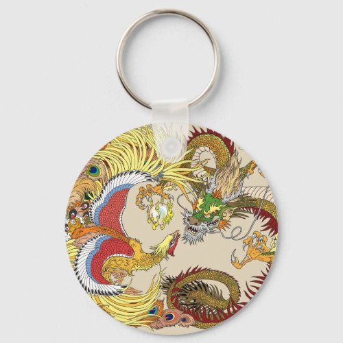 Chinese dragon and phoenix keychain