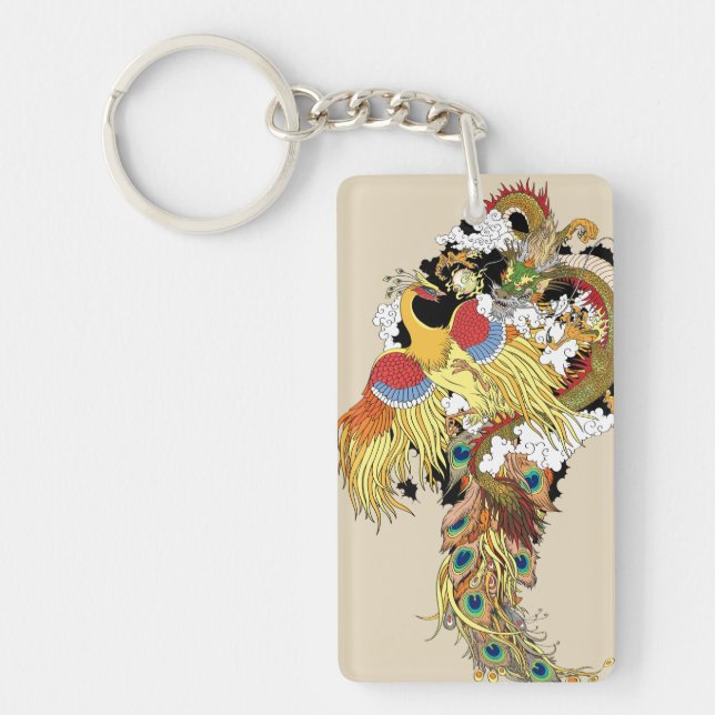 Chinese dragon and phoenix keychain (Front)