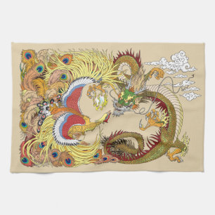 Chinese dragon and phoenix kitchen towel