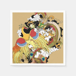 Chinese dragon and phoenix napkins