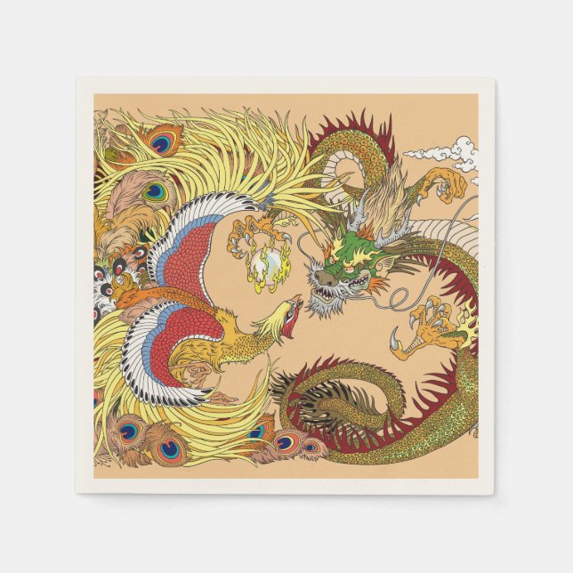 Chinese dragon and phoenix paper napkins (Front)