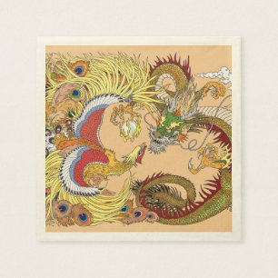 Chinese dragon and phoenix paper napkins