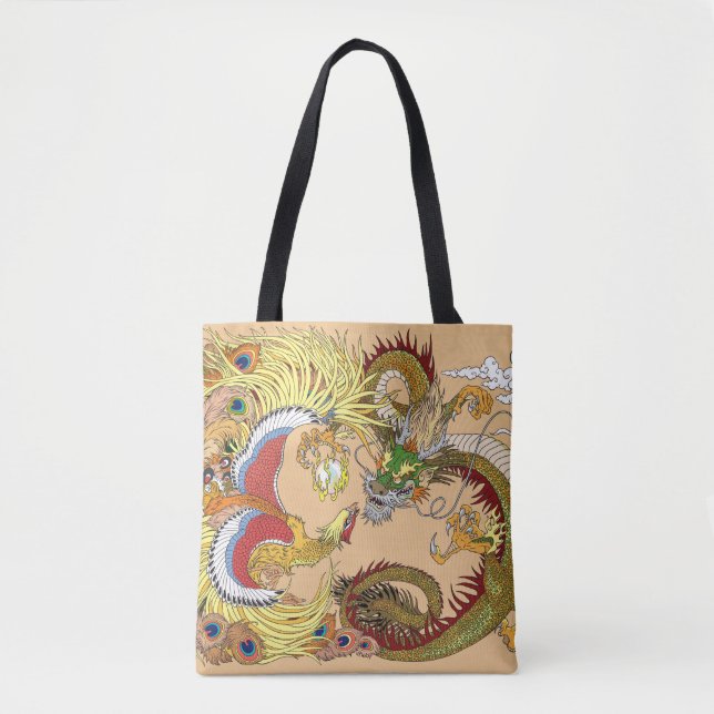 Chinese dragon and phoenix tote bag (Front)