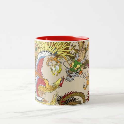 Chinese dragon and phoenix Two_Tone coffee mug