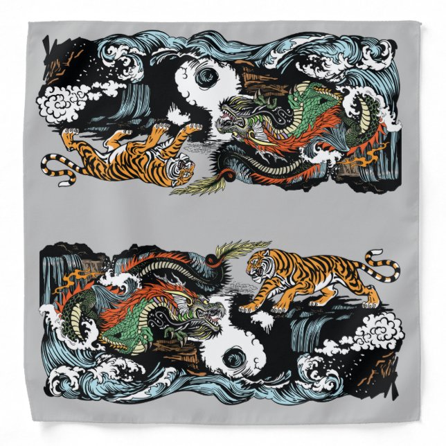 Chinese dragon and tiger bandana (Front)