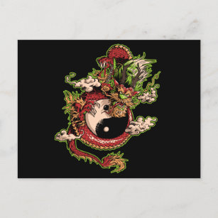 Chinese Dragon and Yin-Yang Symbol Postcard