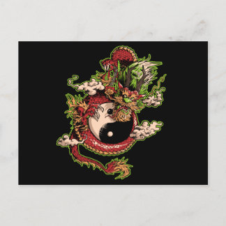 Chinese Dragon and Yin-Yang Symbol Postcard