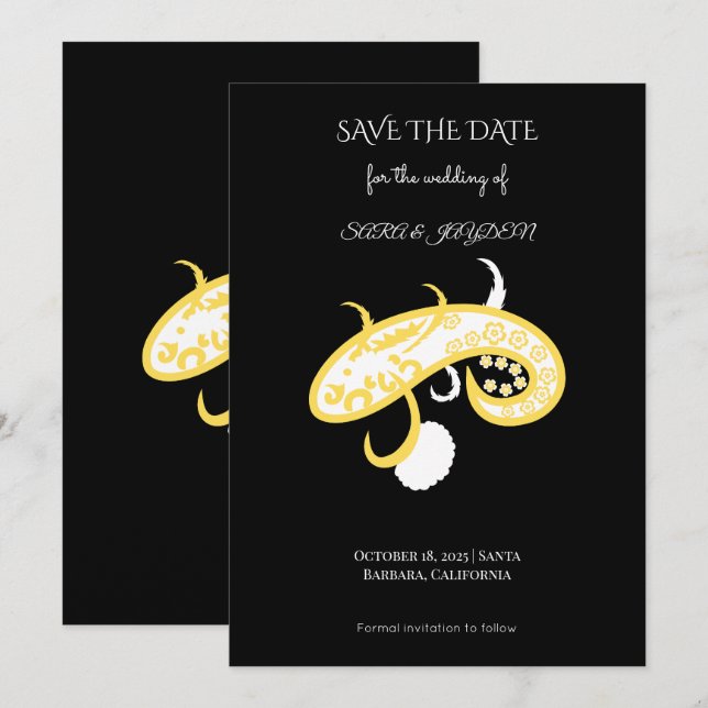 Chinese Dragon Art – Mandala Paisley Boho Poster Save The Date (Front/Back)