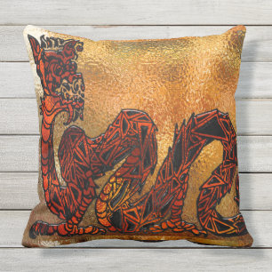 Chinese Dragon Asian Motif Throw Pillow