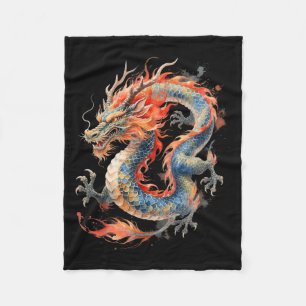 Chinese Dragon Asian Mythology Zodiac  Fleece Blanket