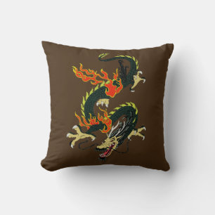 Chinese Dragon Black Throw Pillow