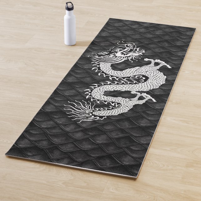 Chinese Dragon Black White Yoga Mat (In Situ)