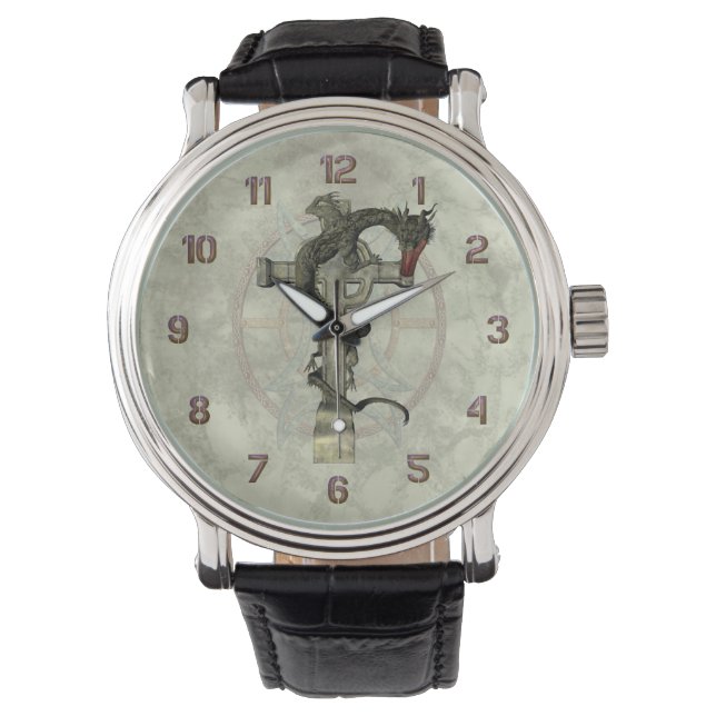 Chinese Dragon & Celtic Cross Watch (Front)