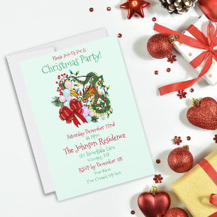 Chinese Dragon Christmas Wreath Invitation