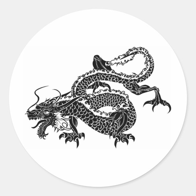 Chinese Dragon Classic Round Sticker (Front)