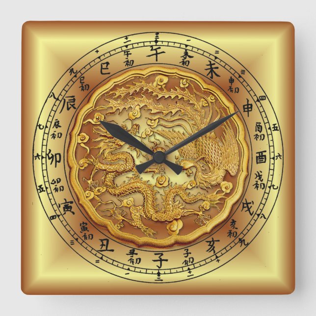 Chinese Dragon Clock ~ Dragon and Phoenix ~ (Front)
