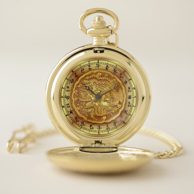 Chinese Dragon Clock ~ Dragon and Phoenix ~ Pocket Watch (Inside)