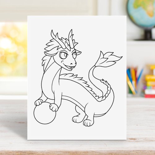 Chinese Dragon Color Me  Rubber Stamp