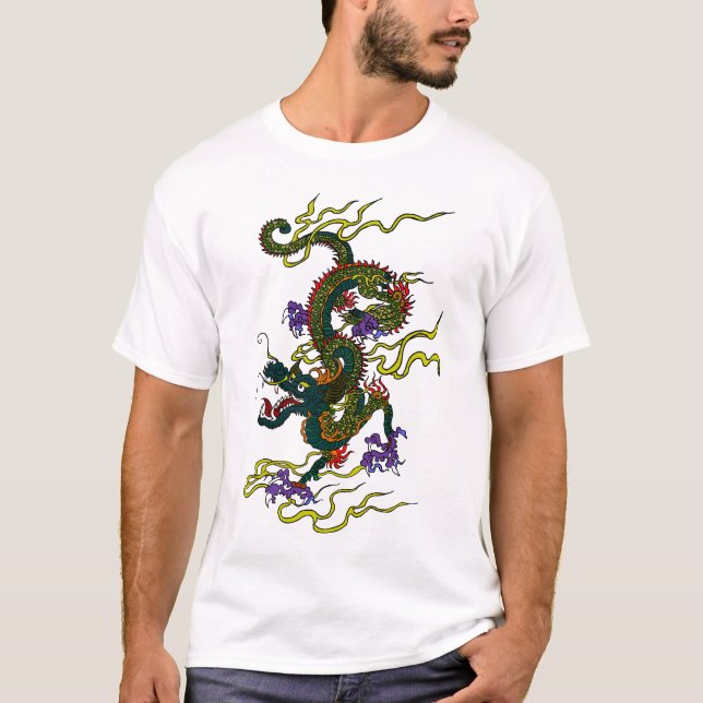 Chinese Dragon Contrast Stitch T-Shirt (Front)