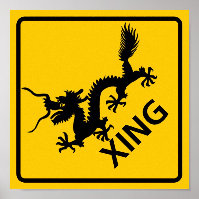 Chinese Dragon Crossing Highway Sign (Front)