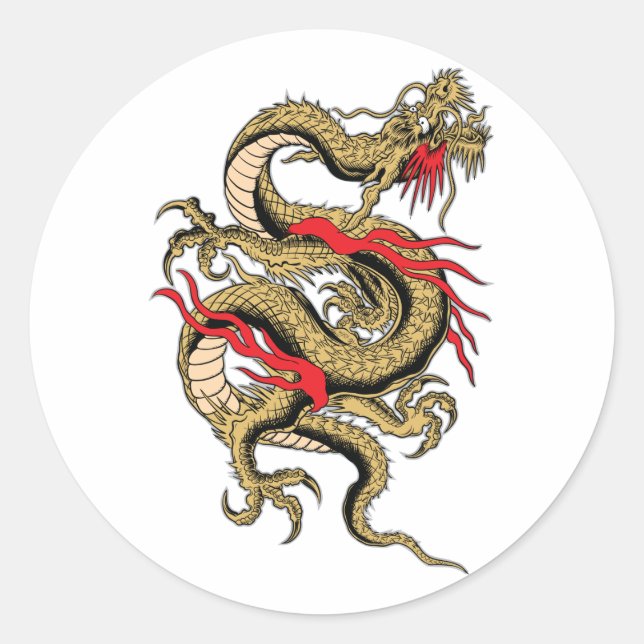 Chinese Dragon customizable designs Classic Round Sticker (Front)