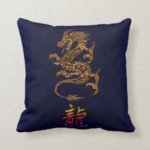 Chinese dragon design throw pillow
