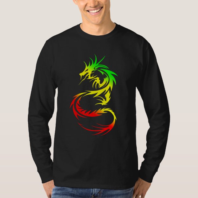 Chinese Dragon Fantasy Tattoo Colorful Mythical An T-Shirt (Front)