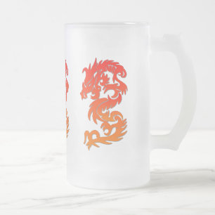 Chinese Dragon Frosted Glass Mug