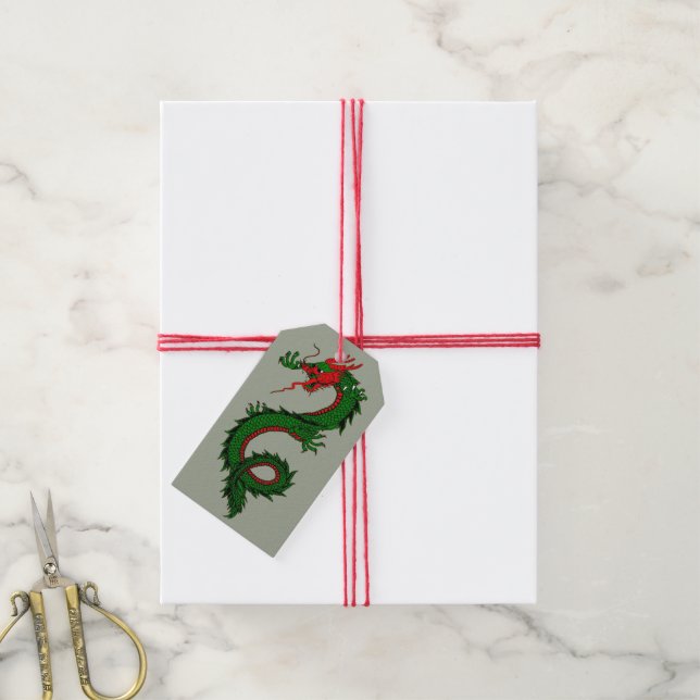 Chinese dragon gift tags (With Twine)