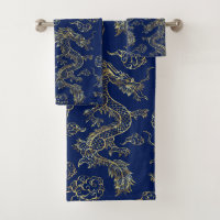 Chinese Dragon Gold and Dark Blue