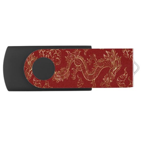 Chinese Dragon Gold and Dark Red Flash Drive